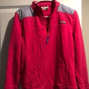 Vineyard vines hot pink/blue quarter zip pullover